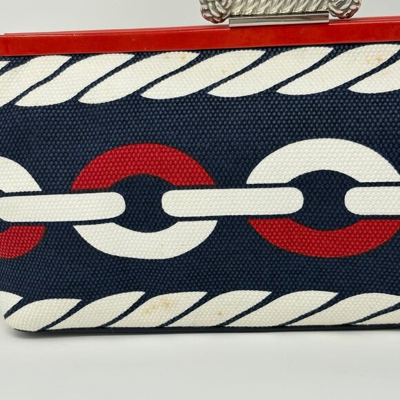 Brighton Nautical Chain Print Clutch with Chain Strap – Red, White & Blue - Picture 6 of 13